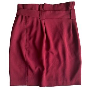 Express Wine Paperbag Waist Belted A-Line Skirt Pockets Size 2